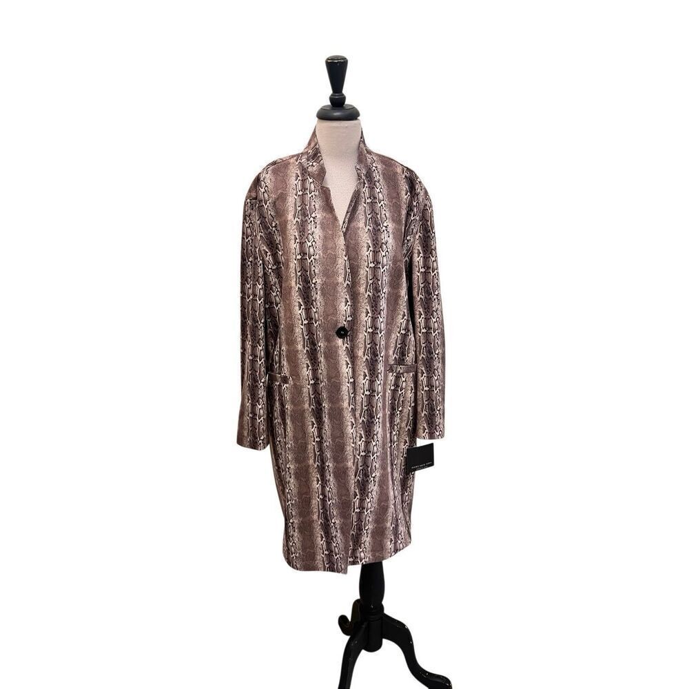 Marc New York Andrew Marc Women's Snakeskin One Button Coat Brown Size XL NWT